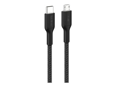 Belkin BoostCharge Pro - Câble USB - USB-C (M) pour Micro-USB de type B (M) - 1 m - Alimentation USB (15 W), câble tressé