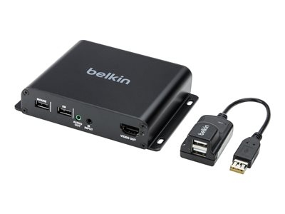 Belkin - Rallonge écran-clavier-souris/audio - récepteur - DisplayPort, HDMI - plus de fibre optique - USB - 6 ports - jusqu'à 300 m - Conformité TAA