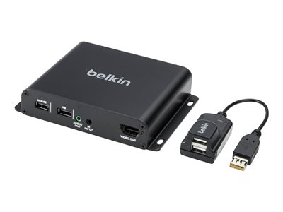 Belkin - Rallonge écran-clavier-souris/audio - récepteur - DisplayPort, HDMI - plus de CAT 6 - USB - 6 ports - jusqu'à 100 m - Conformité TAA