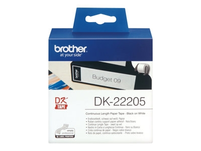 Brother DK-22205 - Noir sur blanc - Rouleau (6,2 cm x 30,5 m) papier thermique - pour Brother QL-1050, 1060, 1110, 500, 550, 560, 570, 580, 600, 650, 700, 710, 720, 820