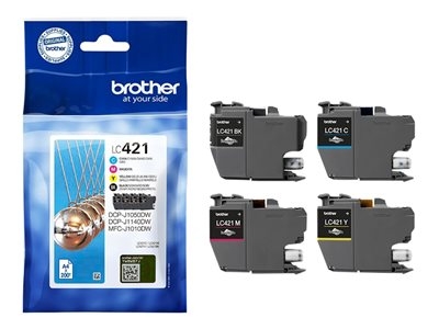 Brother LC421 - Pack de 4 - noir, jaune, cyan, magenta - original - cartouche d'encre - pour Brother DCP-J1140DW, MFC-J1010DW, MFC-J1012DW
