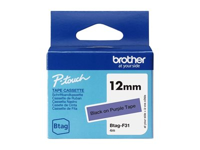 Brother BTAG-F31 - Noir sur violet - Rouleau (1,2 cm x 4 m) 1 cassette(s) boîte de suspension - bande d'étiquettes