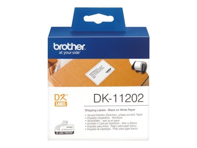 Brother DK-11202 - Noir sur blanc - 62 x 100 mm 300 étiquette(s) (1 rouleau(x) x 300 étiquettes d'expédition - pour Brother QL-1050, 1060, 1110, 500, 550, 560, 570, 580, 600, 650, 700, 710, 720, 820