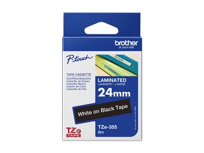 Brother TZe-355 - Auto-adhésif - blanc sur noir - Rouleau (2,4 cm x 8 m) 1 cassette(s) ruban laminé - pour P-Touch PT-D450, D800, P900, P950; P-Touch Cube Plus PT-P710; P-Touch Cube Pro PT-P910