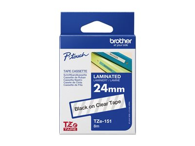 Brother TZe-151 - Auto-adhésif - noir sur transparent - Rouleau (2,4 cm x 8 m) 1 cassette(s) ruban laminé - pour Brother PT-P950; P-Touch Cube PT-P910; P-Touch Cube Plus PT-P710; P-Touch Cube Pro PT-P910
