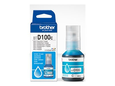 Brother BTD100C - 48.8 ml - haute capacité - cyan - original - boîte de suspension - recharge d'encre - pour Brother DCP-T530DW, DCP-T730DW, MFC-T930DW