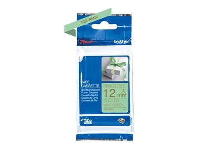 Brother TZe-RM34 - Satin - or sur vert menthe - Rouleau (1,2 cm x 4 m) 1 cassette(s) bande de ruban - pour P-Touch Embellish