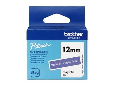 Brother BTAG-F35 - Blanc sur violet - Rouleau (1,2 cm x 4 m) 1 cassette(s) boîte de suspension - bande d'étiquettes