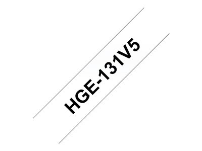 Brother HGE-131V5 - Noir sur transparent - Rouleau (1,2 cm x 8 m) 5 cassette(s) ruban laminé - pour P-Touch PT-9500pc, PT-9700PC, PT-9800PCN; P-Touch R RL-700S