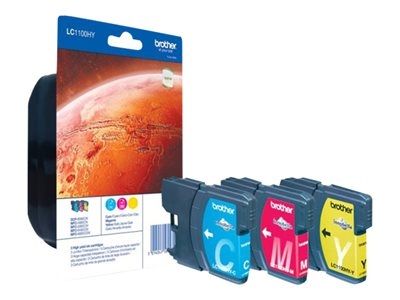 Brother LC1100HY Rainbow Pack - À rendement élevé - jaune, cyan, magenta - original - blister avec alarme acoustique / électromagnétique - cartouche d'encre - pour Brother DCP-6690CW