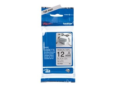 Brother TZe-R931 - Satin - noir sur argent - Rouleau (1,2 cm x 4 m) 1 cassette(s) bande de ruban - pour Brother PT-D210, D600, H110, H200; P-Touch PT-1005, H107, P900; P-Touch Cube Plus PT-P710