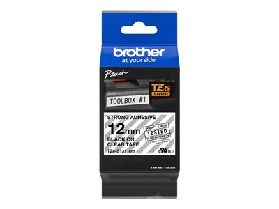 Brother TZe-S131 - Autocollant extra fort - noir sur transparent - Rouleau (1,2 cm x 8 m) 1 cassette(s) ruban laminé - pour P-Touch PT-E550, P900; P-Touch Cube Plus PT-P710; P-Touch Cube Pro PT-P910