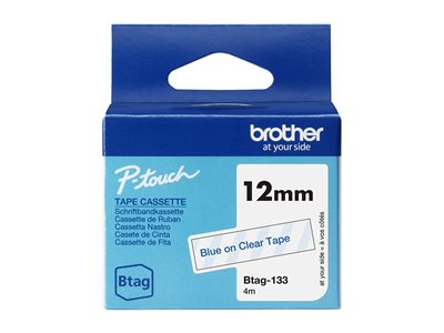 Brother BTAG-133 - Bleu sur transparent - Rouleau (1,2 cm x 4 m) 1 cassette(s) boîte de suspension - bande d'étiquettes
