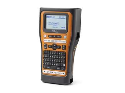 Brother P-Touch PT-E560BTVP - Étiqueteuse - Noir et blanc - transfert thermique - Rouleau (2,4 cm) - 180 dpi - jusqu'à 30 mm/sec - USB 3.0, Bluetooth 5.0 - outil de coupe - impression miroir, Fonction de coupe pleine &amp; moitié, aperçu avant impression - noir et orange