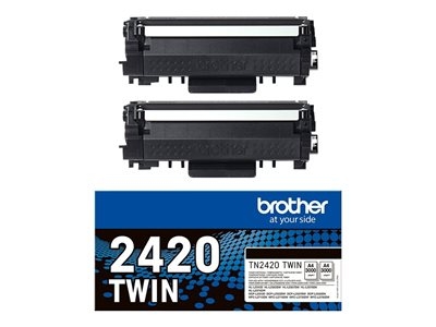 Brother TN2420 TWIN - Pack de 2 - à rendement élevé - noir - original - cartouche de toner - pour Brother DCP-L2510, L2530, L2537, L2550, HL-L2310, L2370, L2375, MFC-L2710, L2713