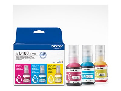 Brother BTD100CL Value Pack - Pack de 3 - haute capacité - jaune, cyan, magenta - original - boîte de suspension - recharge d'encre - pour Brother DCP-T530DW, DCP-T730DW, MFC-T930DW