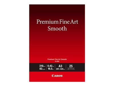Canon Premium Fine Art FA-SM2 - Lisse - 16,5 millièmes de pouce - A3 (297 x 420 mm) - 310 g/m² - 82 lbs - 25 feuille(s) papier photo - pour imagePROGRAF PRO-1000, PRO-300; PIXMA PRO-10S