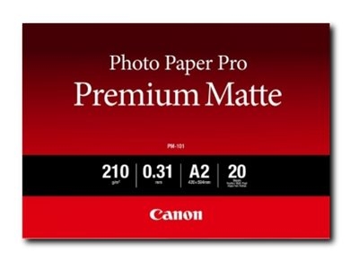 Canon Pro Premium PM-101 - Mat lisse - 310 micromètres - ton blanc chaud - A2 (420 x 594 mm) - 210 g/m² - 20 feuille(s) papier photo