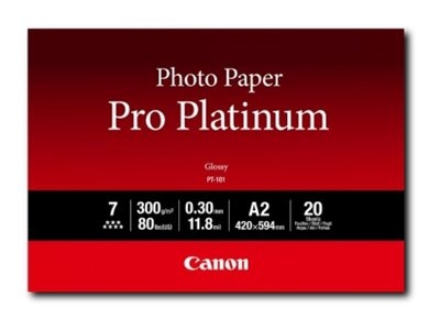 Canon Pro Platinum PT-101 - Haute-brillance - 300 micromètres - A2 (420 x 594 mm) - 300 g/m² - 20 feuille(s) papier photo