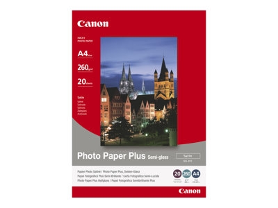 Canon Photo Paper Plus SG-201 - Semi-brillant - 203 x 254 mm - 260 g/m² - 20 feuille(s) papier photo - pour PIXMA iP3300, iP5300, MP180, MP490, MP510, MP550, MP560, MP600, MP810, MX330, TS7450