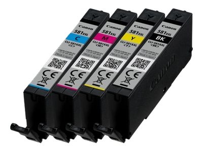 Canon CLI-581XXL C/M/Y/BK Multi Pack - Pack de 4 - 11.7 ml - Very High Yield - noir, jaune, cyan, magenta - original - coque avec sécurité - réservoir d'encre - pour PIXMA TS6251, TS6350, TS6351, TS705, TS8252, TS8350, TS8351, TS8352, TS9550, TS9551