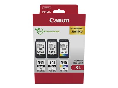Canon PG-545XL x2 /CL-546XL Multi Pack - 3 - hoog rendement - zwart, kleur (cyaan, magenta, geel) - origineel - hangdoos - inktcartridge - voor PIXMA TR4551, TR4650, TR4651, TS3350, TS3351, TS3352, TS3355, TS3450, TS3451, TS3452