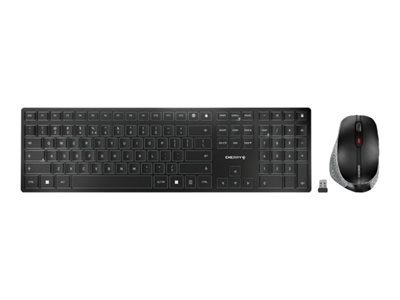 CHERRY DW 9500 SLIM - Ensemble clavier et souris - sans fil - 2.4 GHz, Bluetooth 4.0 - Pan Nordic - commutateur : CHERRY SX - gris, noir - emballage sans plastique