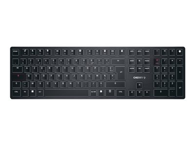 CHERRY KW X ULP - Clavier - rétro-éclairé - sans fil - 2.4 GHz, Bluetooth 5.2, USB - Français - commutateur : profil ultra bas CHERRY MX - noir - emballage sans plastique