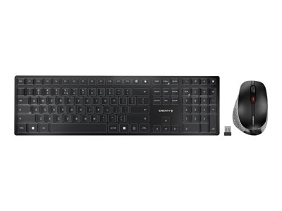 CHERRY DW 9500 SLIM - Ensemble clavier et souris - sans fil - 2.4 GHz, Bluetooth 4.0 - AZERTY - Belge - commutateur : CHERRY SX - gris, noir - emballage sans plastique