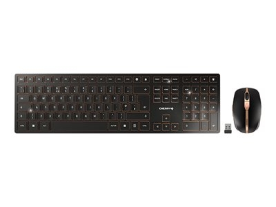 CHERRY DW 9100 SLIM - Ensemble clavier et souris - sans fil - 2.4 GHz, Bluetooth 4.2 - QWERTY - R.-U. - commutateur : CHERRY SX - noir/bronze