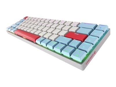 CHERRY MX MX-LP 2.1 - Clavier - compact - backlit - sans fil - 2.4 GHz, Bluetooth 5.2, USB - QWERTY - US - commutateur : CHERRY MX Low Profile RGB Speed - blanc