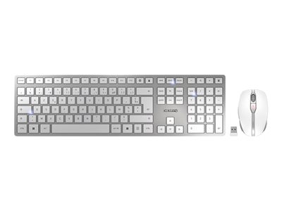 CHERRY DW 9100 SLIM - Ensemble clavier et souris - sans fil - 2.4 GHz, Bluetooth 4.2 - AZERTY - Français - blanc, argent