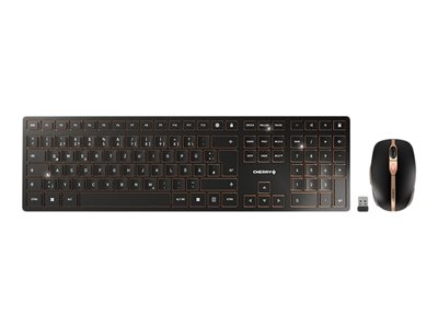 CHERRY DW 9100 SLIM - Ensemble clavier et souris - sans fil - 2.4 GHz, Bluetooth 4.2 - QWERTZ - Allemand - noir/bronze