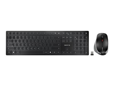 CHERRY DW 9500 SLIM - Ensemble clavier et souris - sans fil - 2.4 GHz, Bluetooth 4.0 - Suisse - commutateur : CHERRY SX - gris, noir - emballage sans plastique