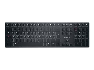 CHERRY KW X ULP - Clavier - rétro-éclairé - sans fil - 2.4 GHz, Bluetooth 5.2, cordé - QWERTZ - Allemand - commutateur : profil ultra bas CHERRY MX - noir - emballage sans plastique
