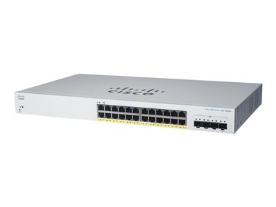 Cisco Business 220 Series CBS220-24P-4G - Commutateur - intelligent - 24 x 10/100/1000 (PoE+) + 4 x Gigabit SFP (liaison montante) - Montable sur rack - PoE+ (195 W)