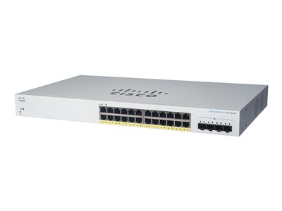 Cisco Business 220 Series CBS220-24FP-4G - Commutateur - intelligent - 24 x 10/100/1000 (PoE+) + 4 x Gigabit SFP (liaison montante) - Montable sur rack - PoE+ (382 W)