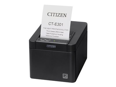Citizen CT-E301 - Imprimante de reçus - deux couleurs (monochrome) - thermique direct - Rouleau (7,95 cm), rouleau (5,75 cm) - 203 dpi - jusqu'à 250 mm/sec - USB 2.0 - outil de coupe - noir