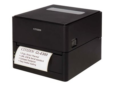 Citizen CL-E300 - Imprimante d'étiquettes - thermique direct - Rouleau (11,8 cm) - 203 dpi - jusqu'à 200 mm/sec - USB 2.0, LAN, RS232C - éplucheur - noir