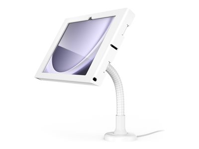 Compulocks Galaxy Tab A9+ Apex Enclosure Flex Arm Mount - Kit de montage (enceinte, bras flexible) - caméra et capteurs avant/arrière exposés - pour tablette - verrouillable - cadre en métal - blanc - Taille d'écran : 11" - dessus de comptoir, montable sur mur - pour Samsung Galaxy Tab A9+