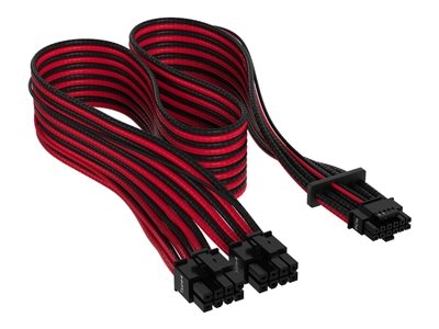 CORSAIR Premium individually sleeved (Type 4, Generation 5) - Câble d'alimentation - 12VHPWR (F) pour Alimentation PCIe de 8 broches (F) - plat - rouge/noir