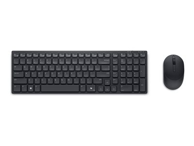 Dell Pro Compact Silent Keyboard and Mouse - KM555 - Ensemble clavier et souris - sans fil - 2.4 GHz, Bluetooth 5.1 - AZERTY - Français - noir - avec 3 years NBD Advance Exchange