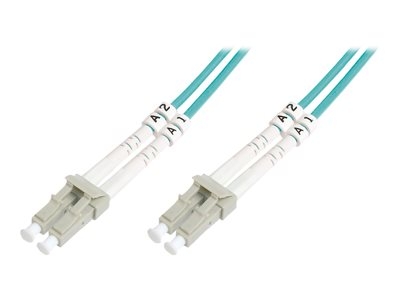 DIGITUS Professional - Cordon de raccordement - LC multi-mode (M) pour LC multi-mode (M) - fibre optique - duplex - 50 / 125 microns - OM3 - sans halogène - turquoise