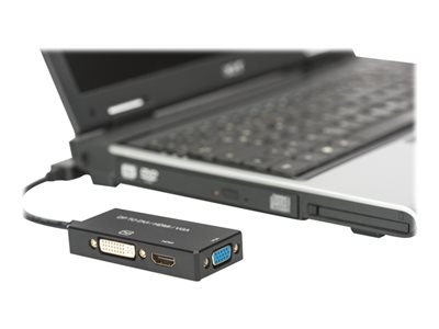 ASSMANN - Adaptateur vidéo - DisplayPort mâle pour 15 pin D-Sub (DB-15), HDMI, DVI-D femelle - 20 cm - triple blindage - noir - moulé, support 4K