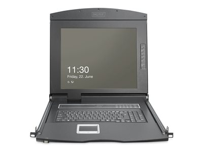 Digitus - Console KVM avec commutateur KVM - 8 ports - français - 19" - rack-montable - 1920 x 1080 Full HD (1080p) @ 60 Hz - 1000:1 - RAL 9005, noir - 1U