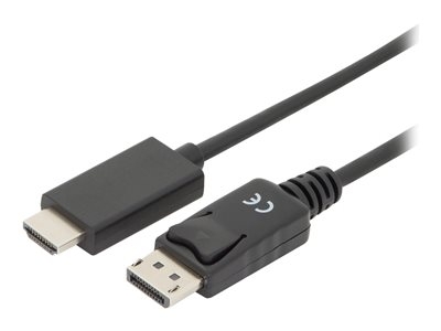 ASSMANN - Câble adaptateur - DisplayPort mâle verrouillage pour HDMI mâle - 1 m - triple blindage - noir - moulé, support 4K, bouton-pression