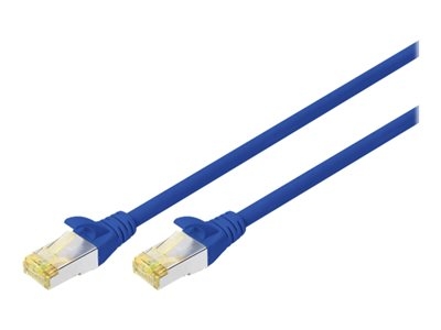 DIGITUS - Cordon de raccordement - RJ-45 (M) pour RJ-45 (M) - 3 m - SFTP - CAT 6a - sans halogène, moulé, sans crochet - bleu (pack de 10)