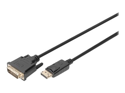 DIGITUS - Câble adaptateur - DisplayPort (M) verrouillé pour DVI-D (M) vissable - DisplayPort 1.1a - 3 m - support 1080p - noir