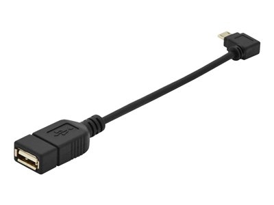 ASSMANN - Adaptateur USB - USB (F) pour Micro-USB de type B (M) - USB 2.0 OTG - 20 cm - moulé, connecteur à 90 ° - noir