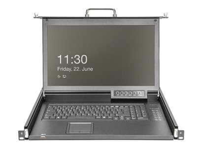 Digitus - Console KVM avec commutateur KVM - 16 ports - italien - 17" - rack-montable - 1920 x 1080 Full HD (1080p) @ 60 Hz - 1000:1 - RAL 9005, noir - 1U